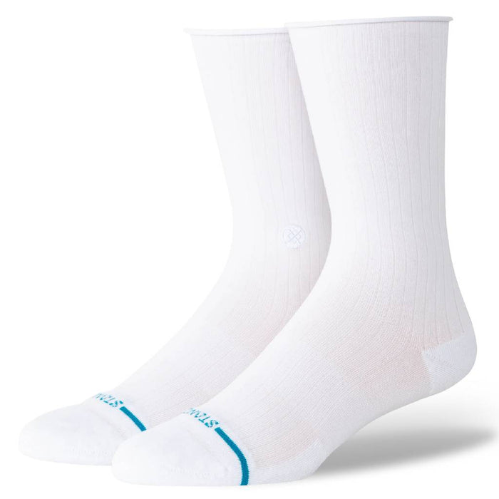 Stance Women's Rolled Solid White Crew Socks