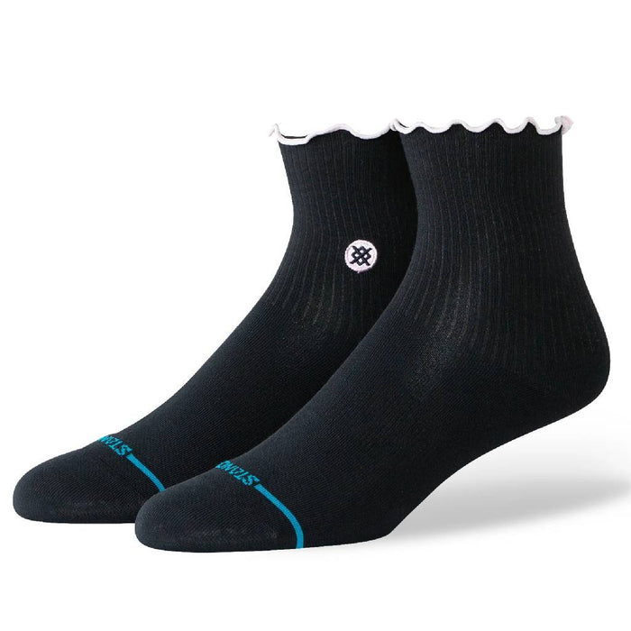 Stance Women's Ruffle Icon Black Quarter Crew Socks