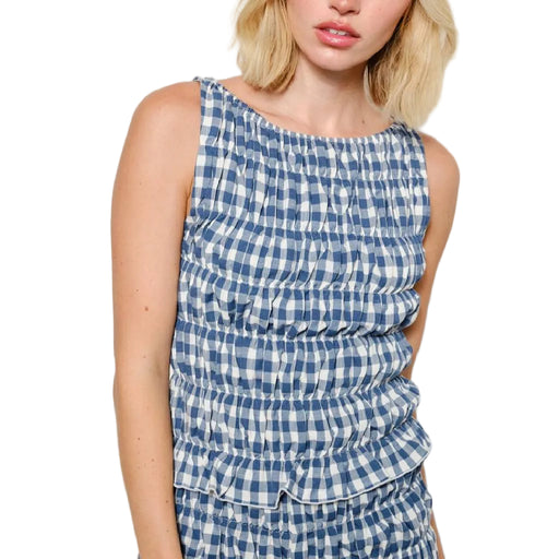 Delilah Smocked Navy Top WOMEN - Clothing - Tops - Sleeveless Pretty Garbage