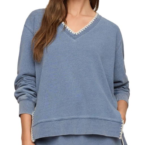 Z Supply Cam Knit Denim Whipstitch Top WOMEN - Clothing - Tops - Long Sleeved Z Supply