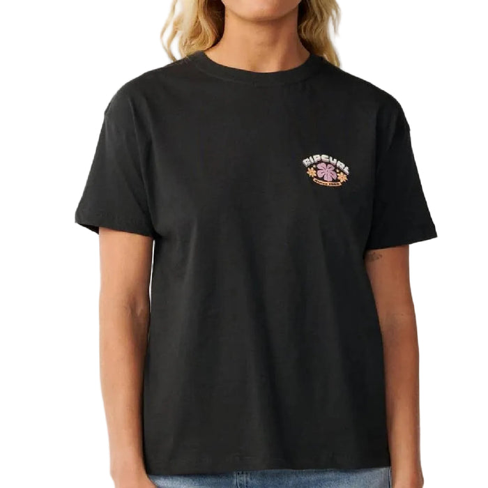 Rip Curl Women's Party Wave Washed Black Relaxed Tee