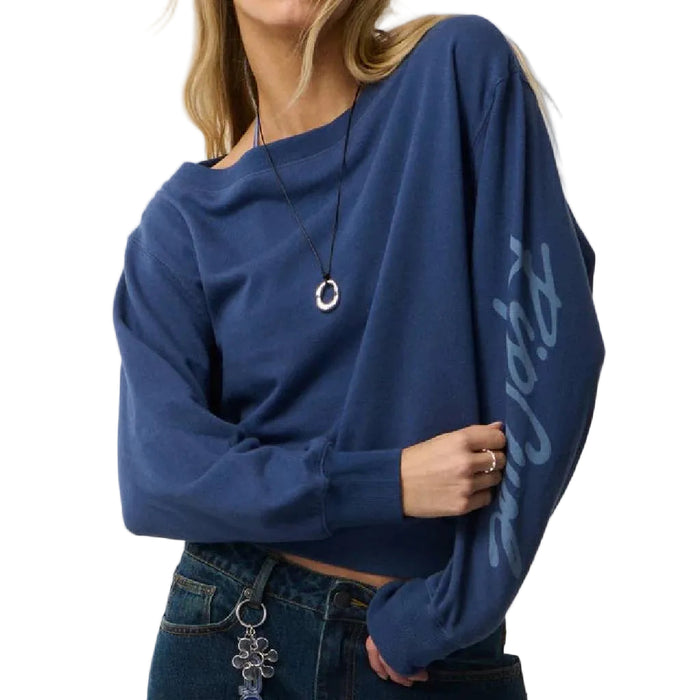 Rip Curl Women's Archive Off Shoulder Indigo Crew Pullover