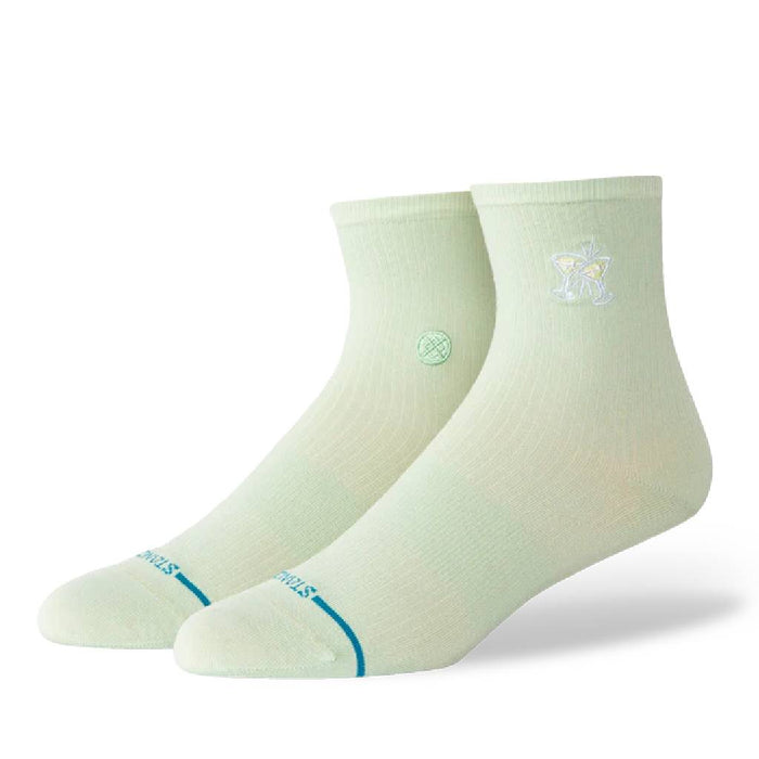 Stance Women's Fine Rib Green Quarter Crew Socks