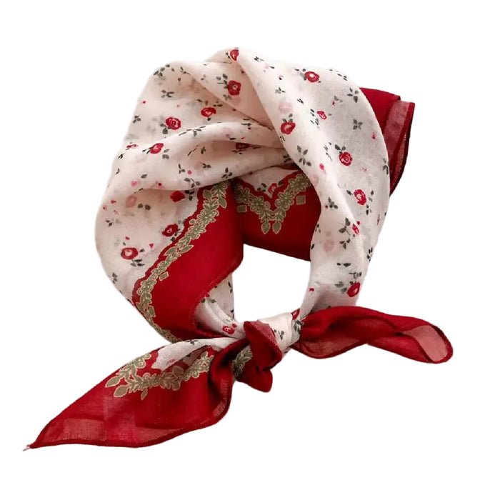 Dayla Floral Scarf - Small Red Flowers