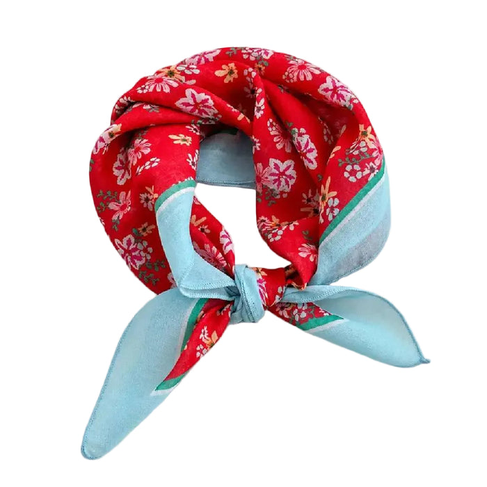Dayla Floral Scarf - Red/Blue