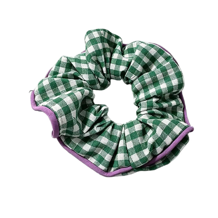 Dayla Plaid Scrunchie - Green/White/Purple