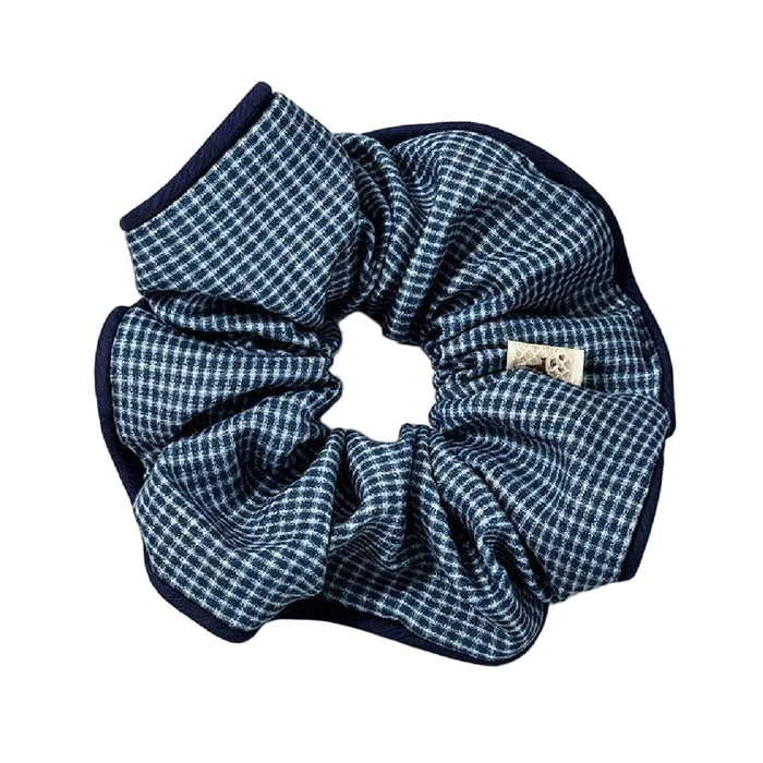 Dayla Checkered Oversized Scrunchie - Blue