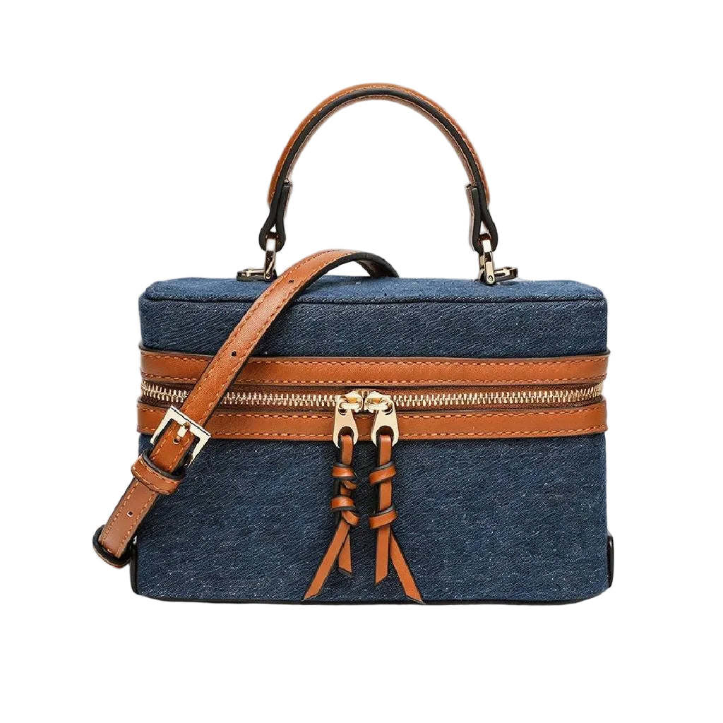 Dayla Canvas Leather Boxy Crossbody Bag - Dark Denim WOMEN - Accessories - Handbags - Crossbody bags Dayla