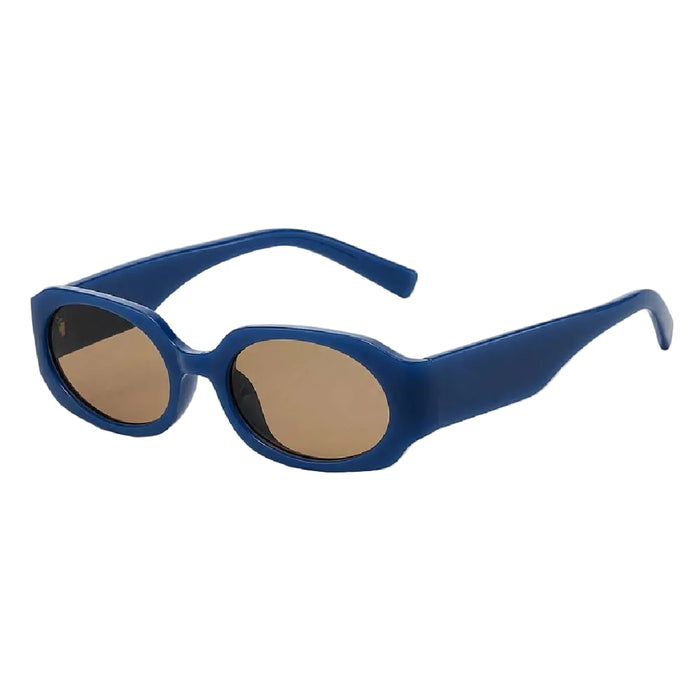 Dayla Retro Oval Sunglasses - Navy