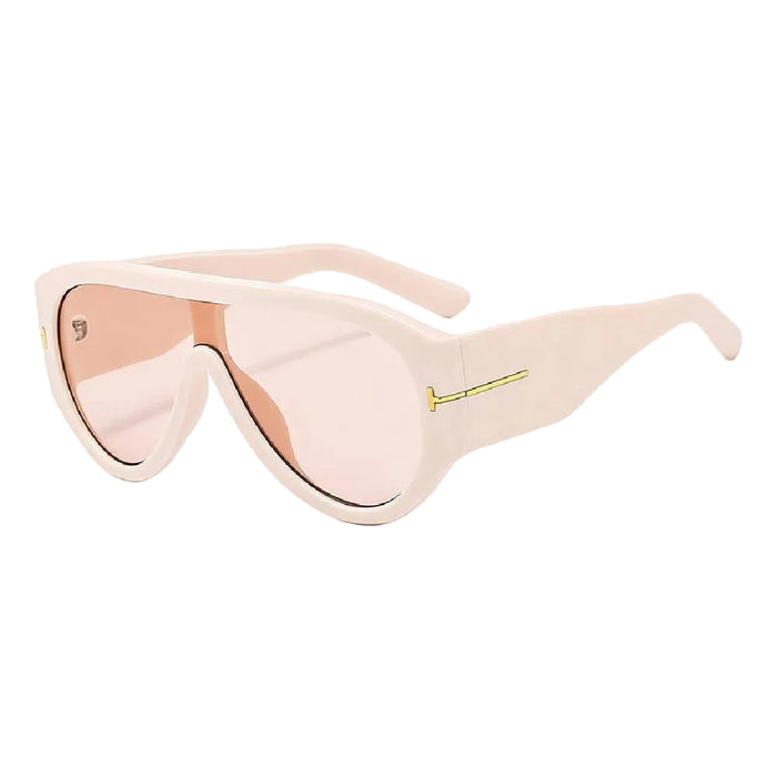 Dayla Thick Rim Aviator Sunglasses - Beige