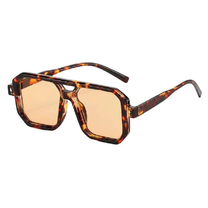Dayla Double Bridge Square Sunglasses - Tortoiseshell/Champagne