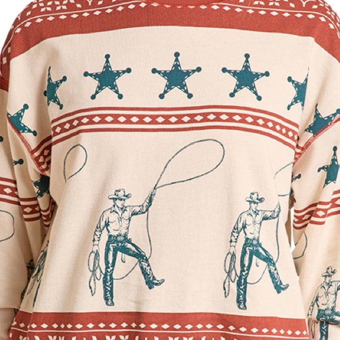 Panhandle Slim Women's Graphic Cowboy Crew Neck Pullover