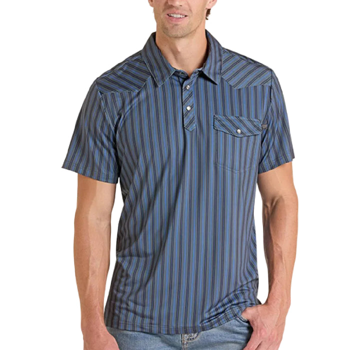 Rock & Roll Denim Men's Striped Vented Western Polo Shirt