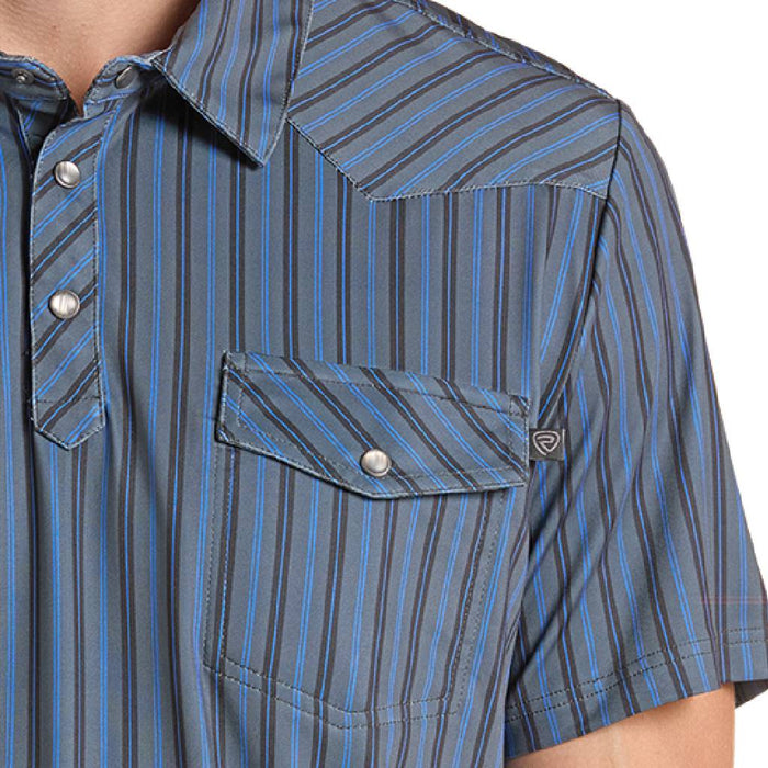 Rock & Roll Denim Men's Striped Vented Western Polo Shirt