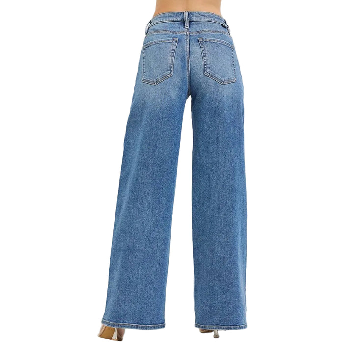 Risen Slouchy Stripe Detail Wide Leg Jean