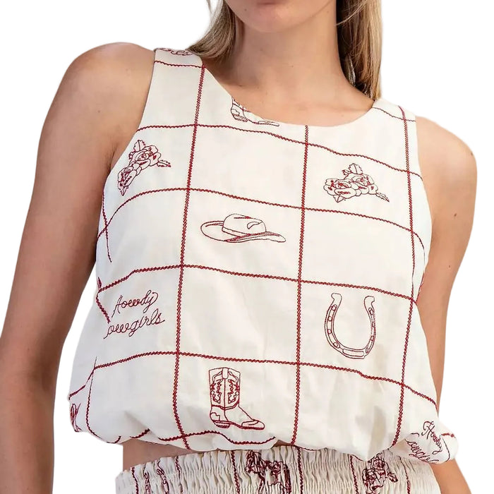 Western Print Crop Top