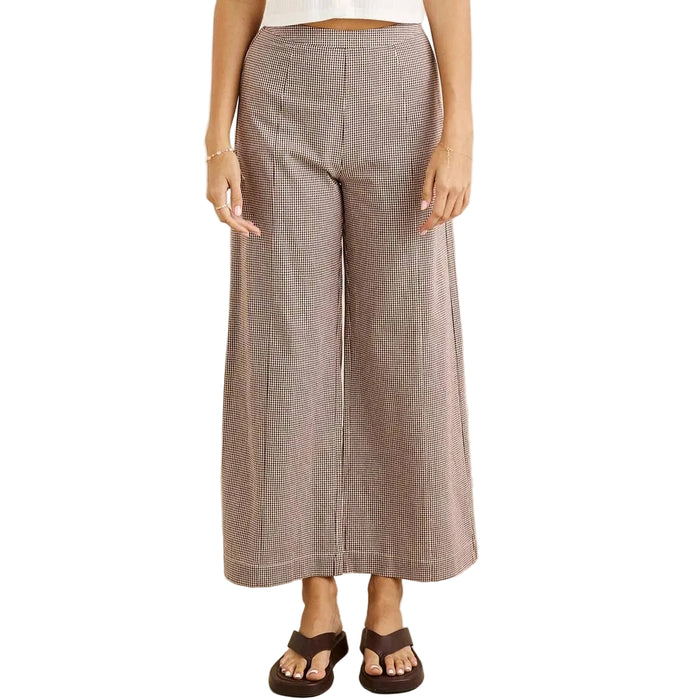 London Check Wide Leg Chocolate Pant