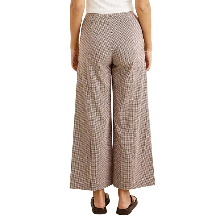 London Check Wide Leg Chocolate Pant