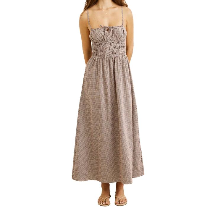 London Check Chocolate Midi Dress
