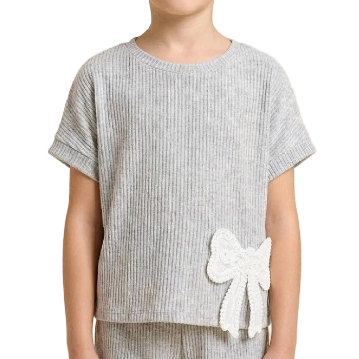 Hayden Girl's Crochet Bow Spit Hem Tee