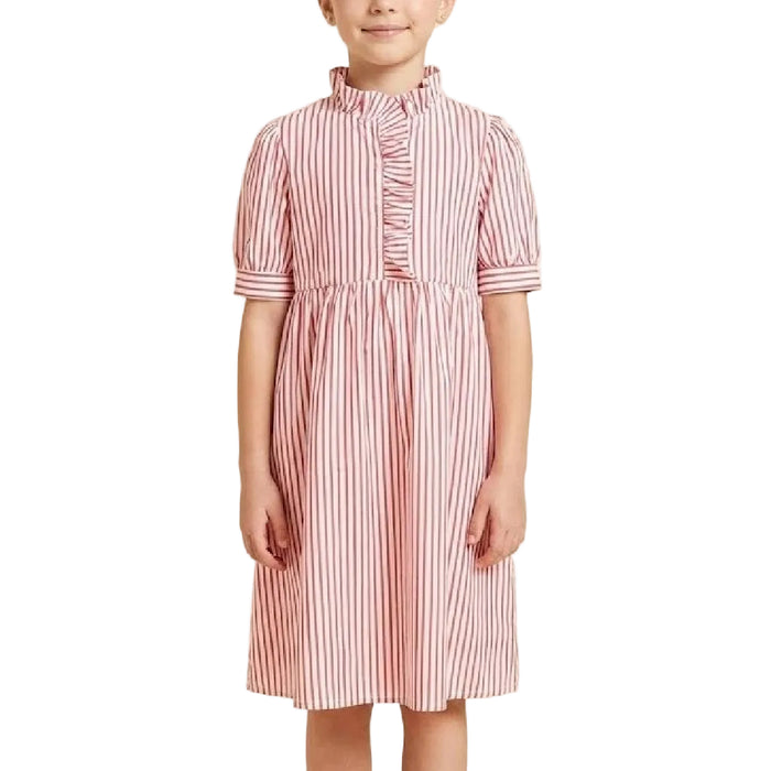 Hayden Girl's Ruffle Neck Pinstripe Dress