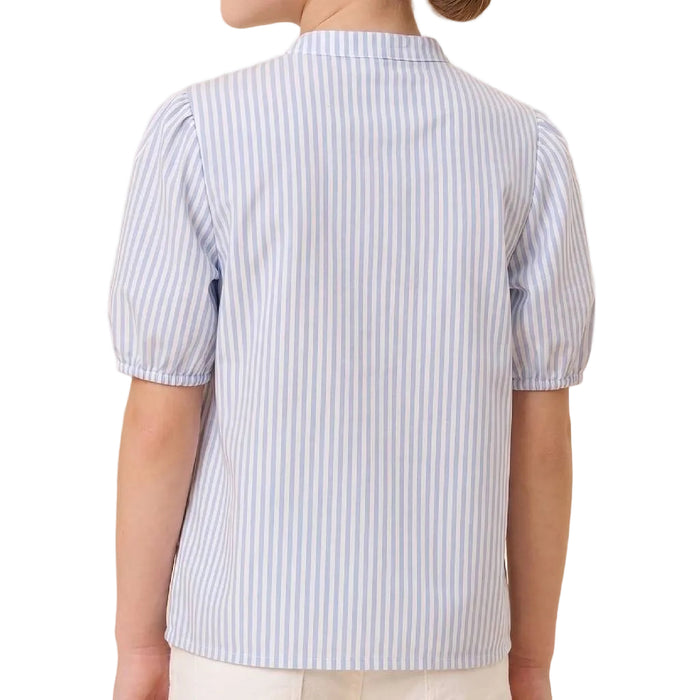 Hayden Girl's Ruffle Placket Stripe Top