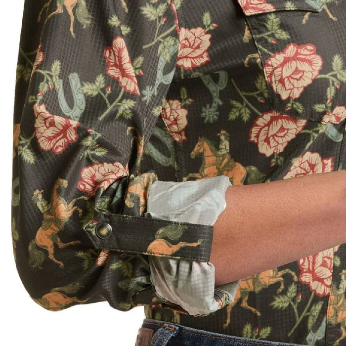 Rock & Roll Denim Women's Tek Floral Pearl Snap Western Shirt