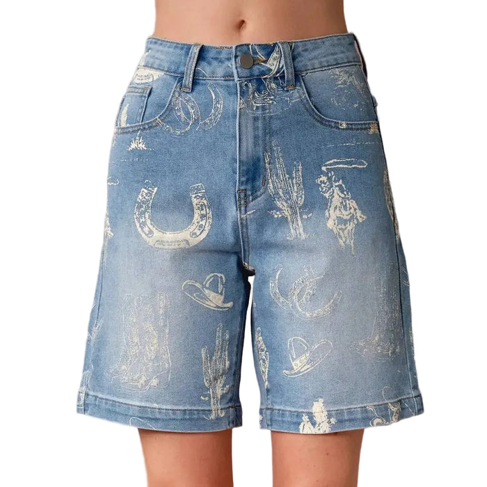 Western Print Bermuda Shorts