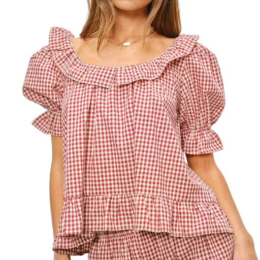 Kora Frill Gingham Top WOMEN - Clothing - Tops - Short Sleeved Pretty Garbage