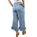 Gingham Ruffled Hem Cropped Blue Pant WOMEN - Clothing - Pants & Leggings Vine & Love