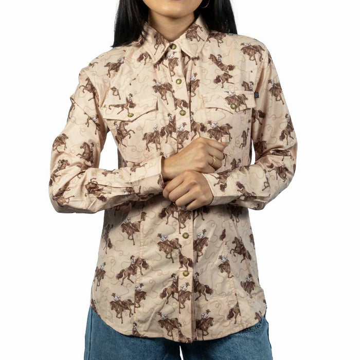 Rock & Roll Denim Women's Tek Cowboy Print Pearl Snap Shirt