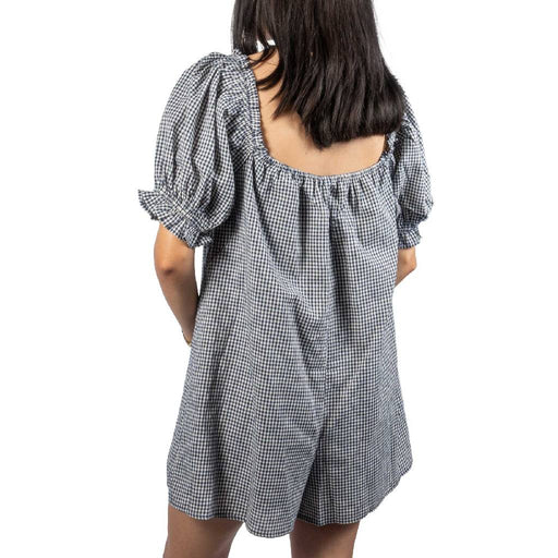 Navy Gingham Romper WOMEN - Clothing - Jumpsuits & Rompers Needii