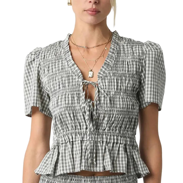 Rory Gingham Ruffled Top