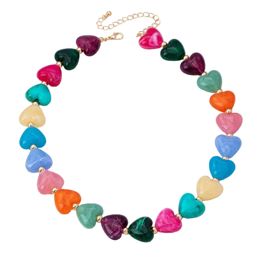 Multi-Color Resin Heart Beaded Necklace WOMEN - Accessories - Jewelry - Necklaces Josslyn