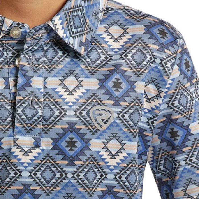 Rock & Roll Denim Boy's Blue Aztec Polo Shirt