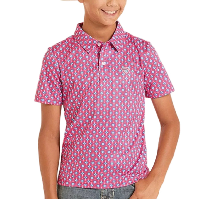 Rock & Roll Denim Boy's Mini Geo Aztec Polo Shirt