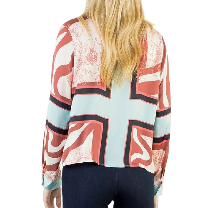 Floral Vintage Line Print Button Down Top