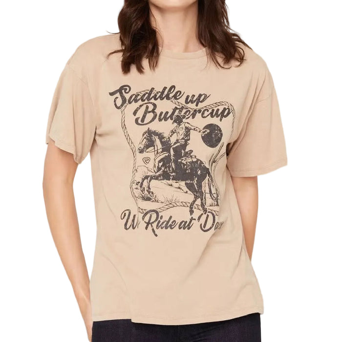 Rock & Roll Denim Women's Oversized Saddle Up Buttercup Graphic Tee