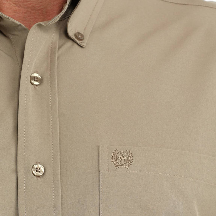 Cinch Men's Arenaflex Solid Khaki Button Down Shirt