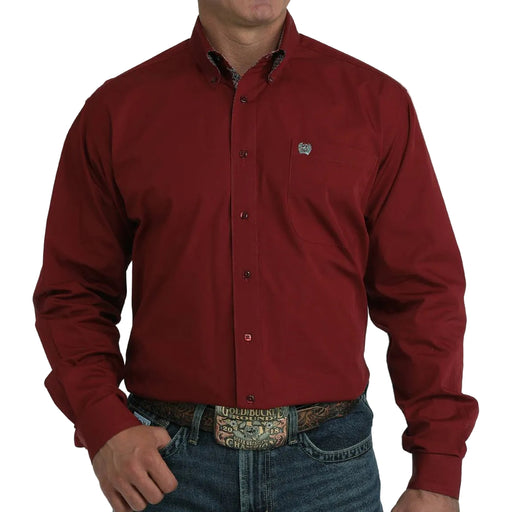 Cinch Men's Solid Burgundy Button Down Shirt MEN - Clothing - Shirts - Long Sleeve Cinch