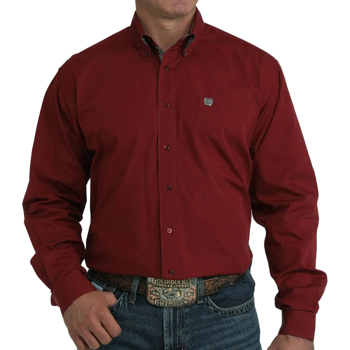 Cinch Men's Solid Burgundy Button Down Shirt