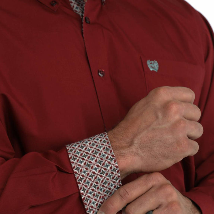 Cinch Men's Solid Burgundy Button Down Shirt