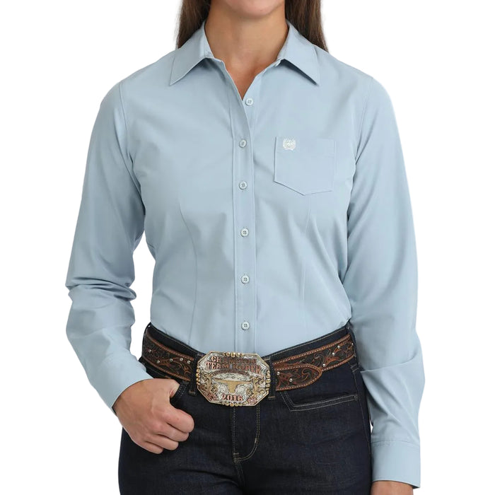 Cinch Women's Arenaflex Solid Light Blue Button Down Shirt