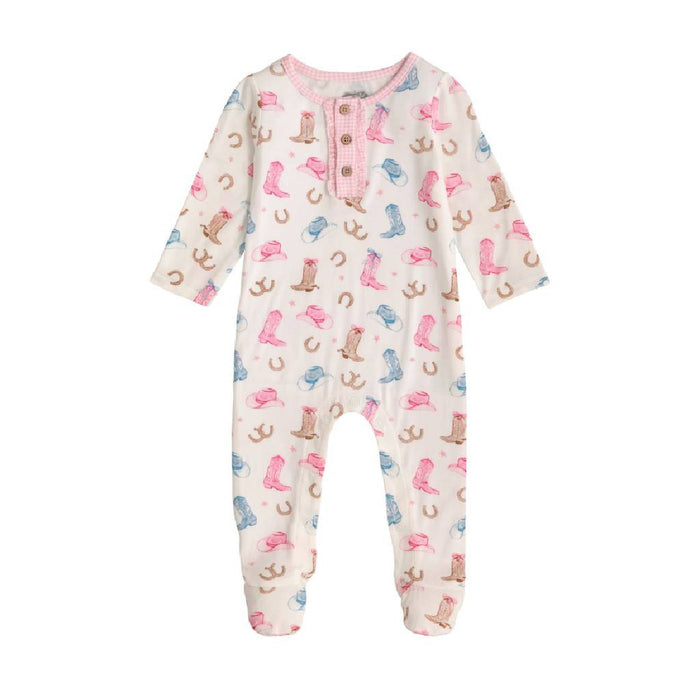 Mud Pie Baby Girl's Western Print Sleeper - Pink/Multi