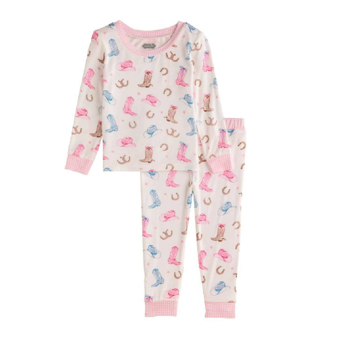 Mud Pie Toddler Girl's 2 Piece Western Print Pajama Set - Pink/Multi