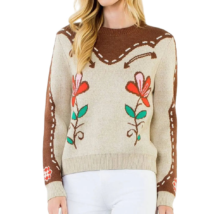 Flower Print Westen Sweater