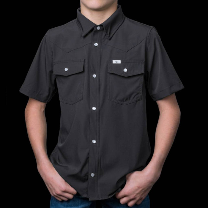 Ferrell Brand Boy's Grey Core Snap Shirt KIDS - Boys - Clothing - Shirts - Short Sleeve Shirts Ferrell Brand