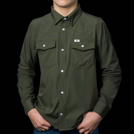 Ferrell Brand Boy's Olive Core Snap Shirt KIDS - Boys - Clothing - Shirts - Long Sleeve Shirts Ferrell Brand