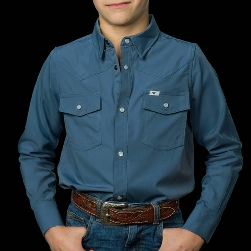 Ferrell Brand Boy's Blue Core Snap Shirt KIDS - Boys - Clothing - Shirts - Long Sleeve Shirts Ferrell Brand