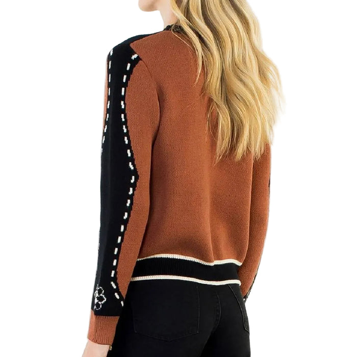 Brown Flower Print Western Sweater